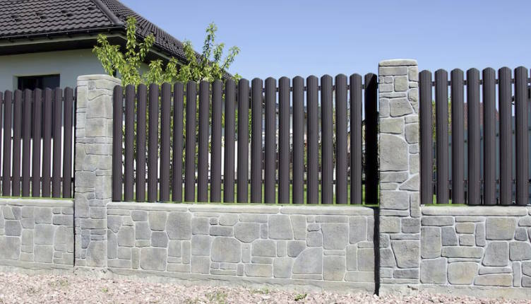 Modern metal profile fence with shutters or blinds